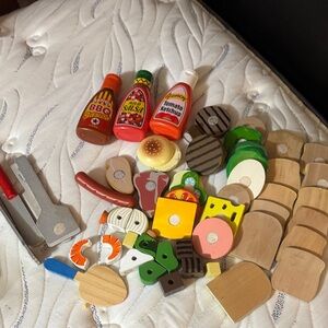 Melissa & Doug Wooden Play Food Set with Condiments